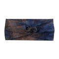 Elastisches Batik-Yoga-Stirnband mit Knotendesign in Dunkelblau und Brauntönen - Batik 1
