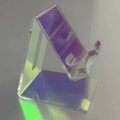 Iridescent acrylic phone stand with colorful reflective finish for desk and tablet - Iridescent