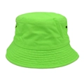 Detailed view of neon green cotton bucket hat with breathable metal eyelets for summer wear - M(56-58cm) / Fruit Green