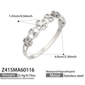 Bracciale quadrifoglio in acciaio inossidabile argento con zirconi e trama triangolare - Bracciale Quadrifoglio in Acciaio Zirconia (Z415)