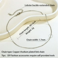 Catena in rame placcato rodio argento 1,7mm con chiusura a moschettone ed estensione - Catena Rolo Argento 45cm (P-C-0037-132)