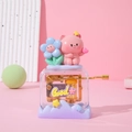 Hand-cranked transparent music box with pink cartoon bear and golden metal movement - Y001 Lightless Cute Pet Hand-cranked Music Box C / Music Boxes