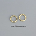 Minimalistische goldene 8mm S925 Sterling Silber Creolen mit Scharnierverschluss - 8mm / Gold