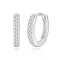 Orecchini a cerchio classici in argento sterling S925 con pavé di zirconi luminosi - Argento 925 / Oro Bianco