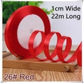 1cm red satin polyester ribbon roll for gift wrapping and DIY crafts, 22 meters long - 26# Red