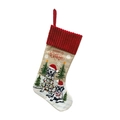 Calza di Natale beige con bordo rosso in maglia e stampa di cani Golden e Labrador - Stile A (Golden Retriever e Labrador) / 46x28cm