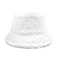 Sombrero bucket minimalista de lana de cordero blanca con textura térmica para invierno - M(56-58cm) / Blanco