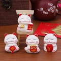 Set of four cute mini resin Maneki Neko lucky cat figurines for car and desk decor - XY005 Mini Lucky Cat Set of 4