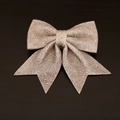 Rose gold sequined Christmas bow decoration for holiday trees on wooden background - Size 5 - 1pc [21*17cm] / Champagne