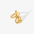 Macro detail of high quality vintage gold snake ring with sparkling diamond accents - Adjustable Open / Snake Style (JDR201635) / Gold