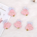 Pink felt Christmas bell ornaments with light blue bows and small gold metal bells - Bell / Pink