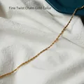 Elegant 18K gold plated stainless steel rope chain necklace in a slim twisted design - Thin Rope Chain (60cm) / Gold