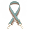 Adjustable thickened nylon bag strap with colorful stripes and gold metal buckles - Bean Green Gold Buckle