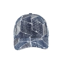 Damen-Baseballkappe aus Denim mit silbernen Pailletten und geometrischem Patchwork - Verstellbar / Blau Denim