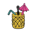 Cartoon pineapple drink PVC luggage tag with sun umbrella and black strap for travel - Pineapple Drink