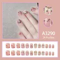 Süße rosa Zeichentrick-Schwein Aufklebenägel Set mit 24 Glanzstücken Modell A3290 - Cartoon Schwein Stil (A3290 Kleber Typ)