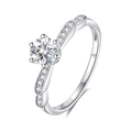Anillo clásico de plata S925 y moissanita de 0.5ct con engaste de seis garras en blanco - US 5 / Moissanita Color D