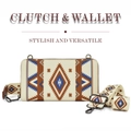 Bohemian ethnic canvas clutch wallet with geometric patterns and woven strap - Off White-2 Star