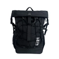 Mochila deportiva negra con cierre enrollable y red ajustable para balones y casco - Negro
