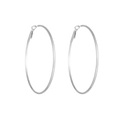 Detailed view of large silver hoop earrings with a polished metallic finish and sleek design - 60mm / Steel