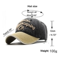Gorra de béisbol de algodón lavado vintage con bordado Boston y medidas detalladas - Circunferencia 56-60cm / Negro