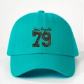Retro Los Angeles 79 baseball cap in teal with leopard print text and curved brim - One Size / Dark Lake Green