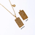 Double-sided Gemini zodiac rectangular pendant necklace in gold-plated stainless steel - Gemini / Gold