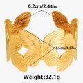 Dettaglio del bracciale a farfalla in oro 18K con misure precise di diametro e larghezza - Oro