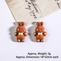 Gingerbread rabbit DIY resin accessory in brown with red blush, size 18x22mm for crafts - Brown Rabbit