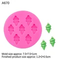 Pink silicone mold with eight ice cream cone shapes for DIY miniature clay crafts - 4# Ice Cream Cone / Pink