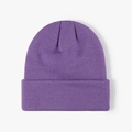 Classic purple knitted beanie hat with a warm double-layer thick texture for winter - 6-Seam Purple