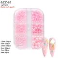 Light pink round whole pearls for nail art in various sizes from 1.5mm to 5mm - 6-Grid Pearl ZZ16 (Light Pink Round Whole Pearls)