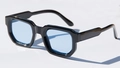 Classic retro thick black frame sunglasses with light blue transparent lenses - C10 Black Frame Blue Lens