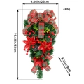Teardrop Christmas wreath with red poinsettia and pinecones on a white background - Z1-40 Ribbon Poinsettia Swag