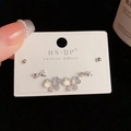 Three-piece silver stud earring set with purple butterfly and bow designs on white card - Silver-Opal Butterfly Set (75#)
