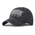 Cappellino da baseball classico in cotone lavato antracite con ricamo CRUSH bianco - Regolabile / Nero Lavato