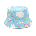 Dettaglio cappello sole neonato con motivi di nuvole e orsetti in stile cartoon - 52-54cm / Celeste
