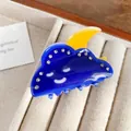 Pinza para el pelo de acrílico azul marino con luna y diamantes diseño de nube - Luna estrellada / 5,5 cm