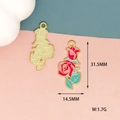 Detailed view of alloy rose pendant with enamel coating and precise 31.5mm dimensions - 29 Rose