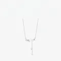 S925 sterling silver flower necklace with shell petals, pink gems and tassel pendant - 925 Sterling Silver Style