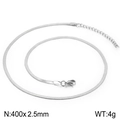 Silver stainless steel flat snake chain necklace 400x2.5mm with lobster clasp and extension - 2.5mm Steel Color Necklace 40cm (KN198674-WGHF)
