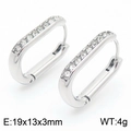 Pendientes ovalados de plata con pavé de circonitas brillantes, tamaño 19x13x3mm - Estilo A Color Acero Ovalado con Diamantes (KE113988-KFC)