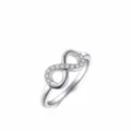Bague cœur infini en argent sterling S925 avec zircons blancs sur fond blanc épuré - US 5 / Argent
