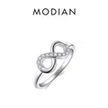 Exquisiter S925 Sterlingsilber Unendlichkeit Herz Ring mit weißen Zirkonia auf weißem Grund - US 5 / Silber