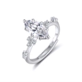 Elegant S925 sterling silver ring with marquise-cut zircon and adjustable open band - Lzr46-p