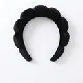 Black padded cloud headband made of sponge towel fabric, size 17cm x 18cm x 4cm - 14-velvet Black Headband