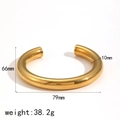 Polished gold-tone geometric open cuff bangle with 79mm diameter and 10mm thickness - Gold Thick Round Arc Style (TB7127-G)