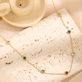 Elegante bracciale in acciaio al titanio dorato con pietre di zircone tonde colorate - Collana di Zirconia Multicolore