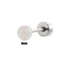 Single 4mm opal ball stud earring with flat base and iridescent white finish - Single (4mm) / 5# White