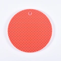 Orange round silicone honeycomb mat for heat insulation with hanging hole and non-slip texture - Nordic Orange